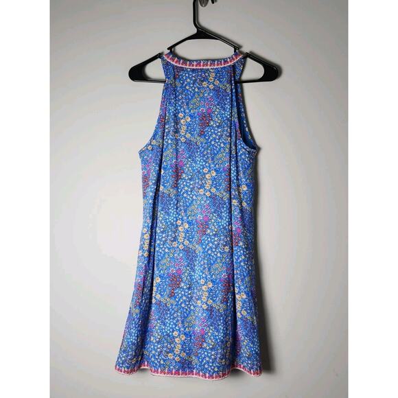 Savanna Jane Dress Size Medium Blue Floral Embroidered Lined Sleeveless Tassels - Picture 4 of 7